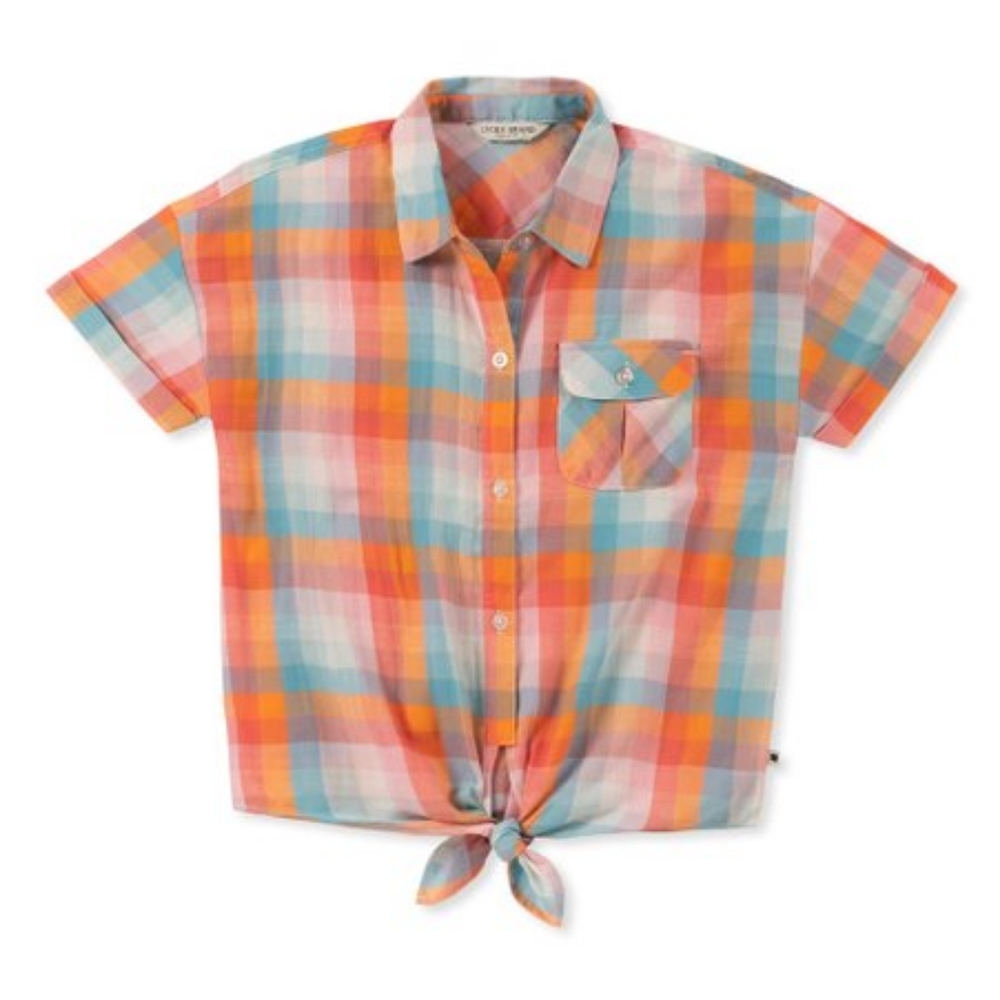 LUCKY BRAND Paprika Plaid Calandra Top